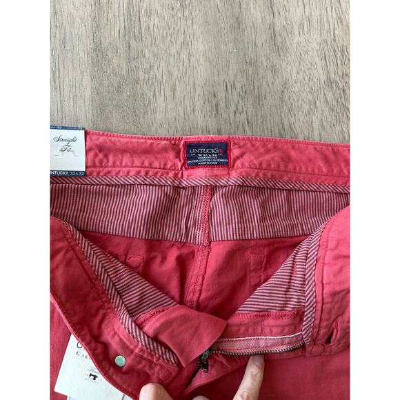 Untuckit Men's El Circo Red Straight Leg Pants 32x32 - Picture 3 of 5